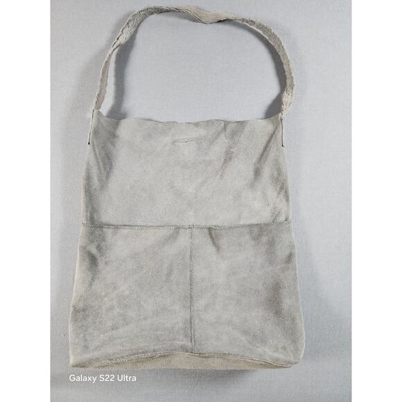World Market Handbags - World Market Suede Tote Bag Gray Purse Boho